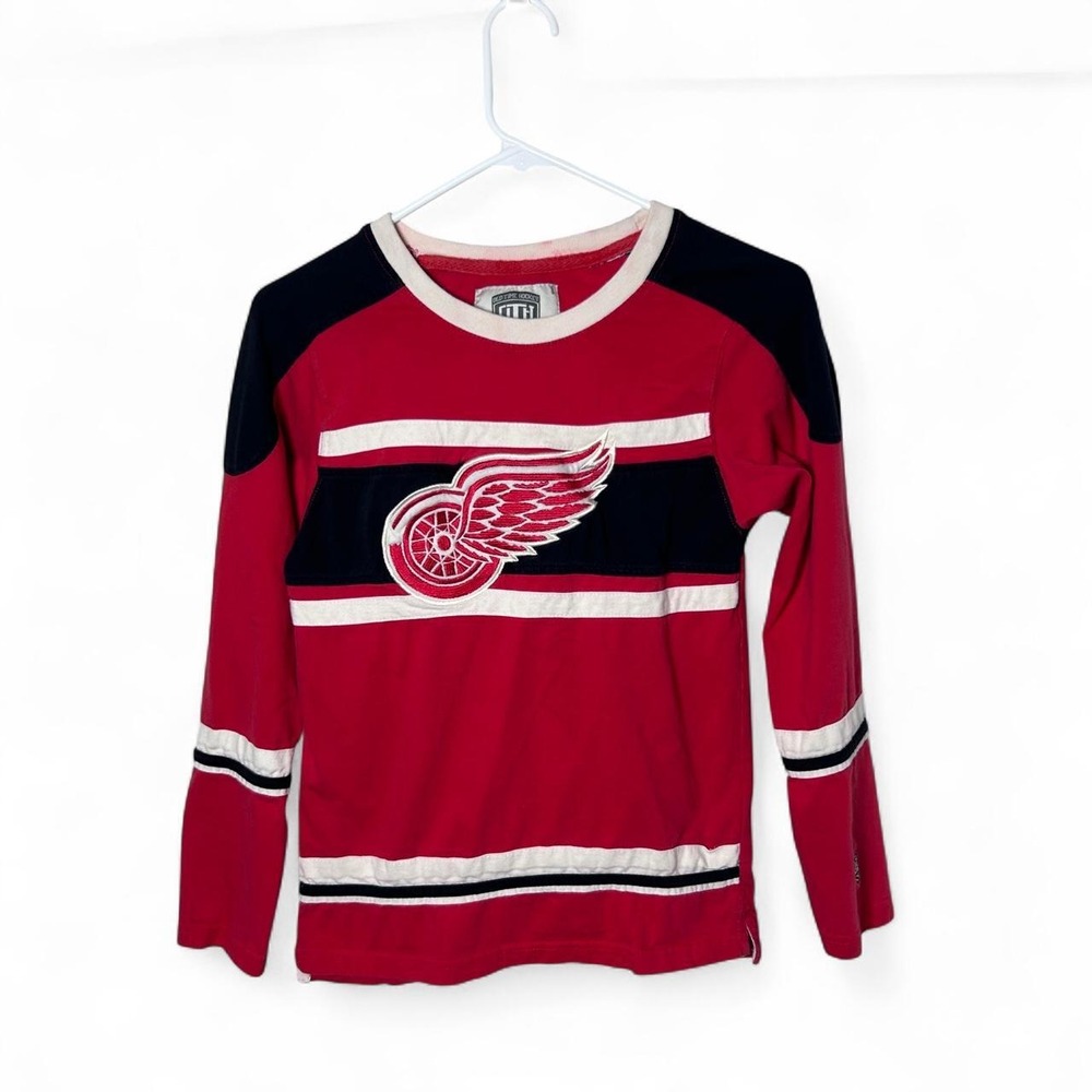 Old Time Hockey NHL Detroit Red Wings long sleeve shirt with red, black